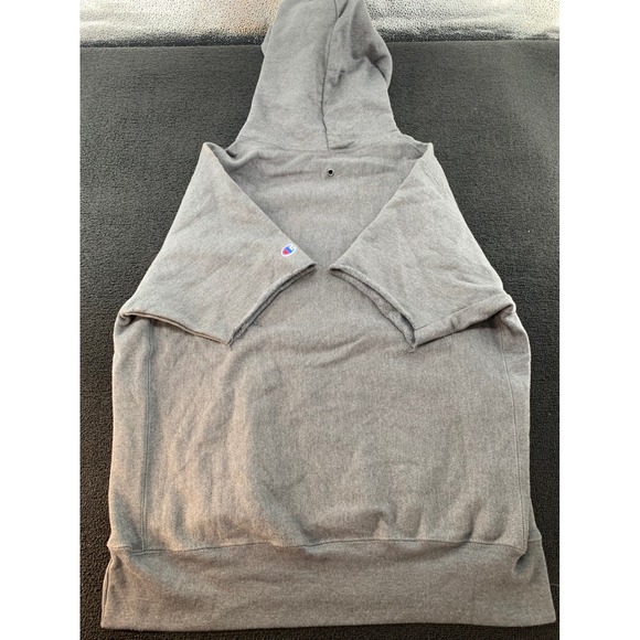 Champion Reverse Weave Men's Gray Short Sleeve Hoodie Sweatshirt Size Large - Picture 3 of 7